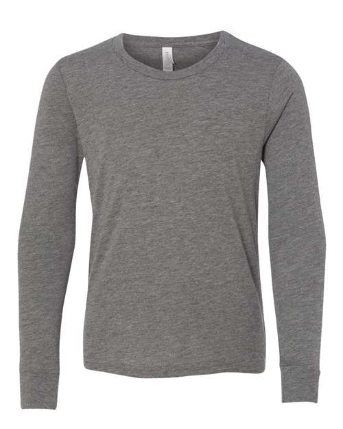 BELLA + CANVAS Youth Triblend Long Sleeve Tee - Grey Triblend Front