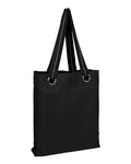 Q-Tees Large Grommet Tote Bag - Black Front