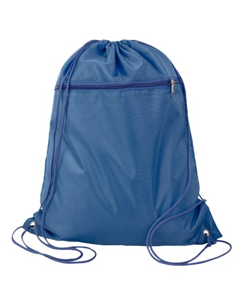 Polyester Drawstring Backpack - Navy Front