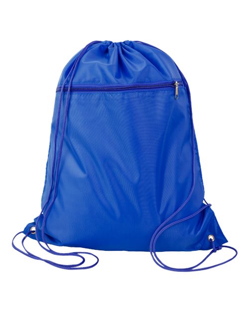 Q-Tees Polyester Drawstring Backpack - Royal Front
