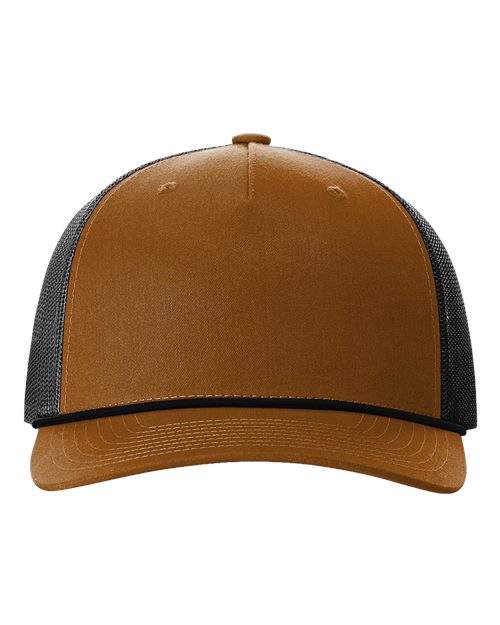 Richardson Five-Panel Trucker Rope Cap - Caramel/ Black Front