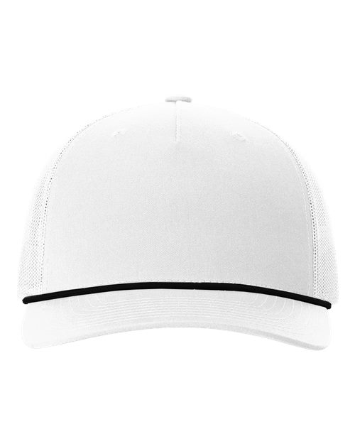 Richardson Five-Panel Trucker Rope Cap - White/ Black Front