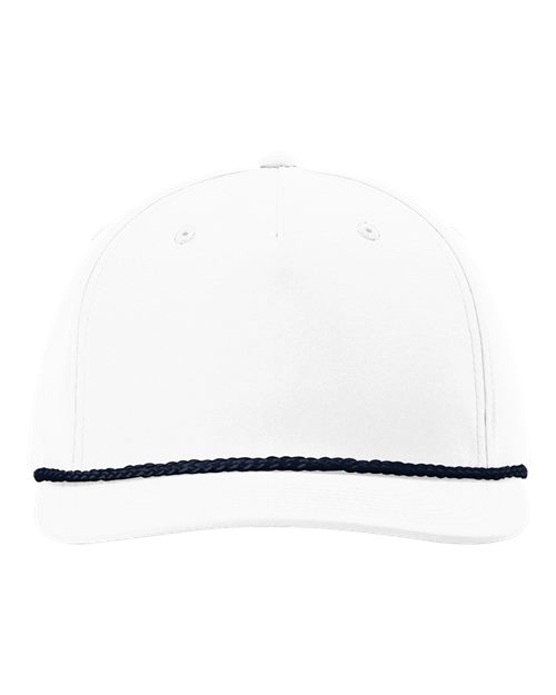 Richardson Five-Panel Classic Rope Cap - White/ Navy Front