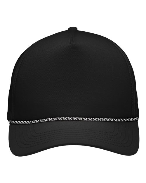 Sportsman Five-Panel Rope Heritage Fit Cap - Black Front