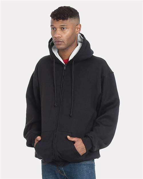 Bayside Unisex USA-Made Super Heavy Thermal Lined Full-Zip Hooded Sweatshirt - Model Front