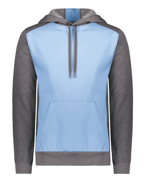 Augusta Sportswear Unisex Eco Revive™ Three-Season Triblend Fleece Hooded Sweatshirt - Columbia Blue/ Carbon Heather Front