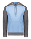 Augusta Sportswear Unisex Eco Revive™ Three-Season Triblend Fleece Hooded Sweatshirt - Columbia Blue/ Carbon Heather Front
