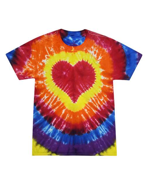 Colortone Youth Shapes Tie-Dyed T-Shirt - Multicolor Heart Front