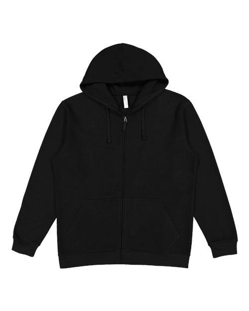 LAT Unisex Full-Zip Hoodie Sweatshirt - Black Front
