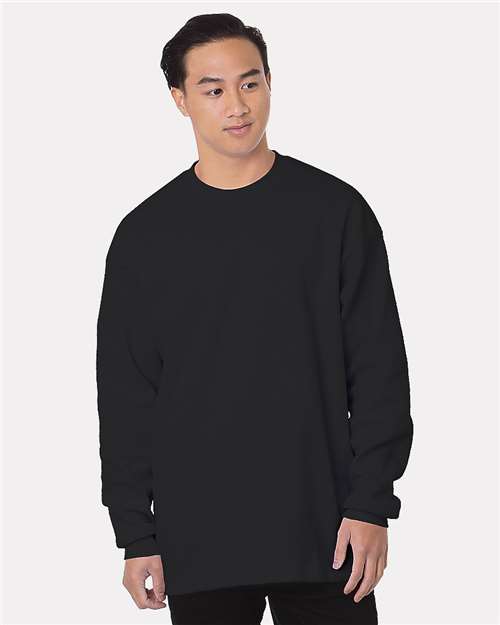 Bayside Men's USA-Made Heavyweight Waffle Knit Thermal - Black Front
