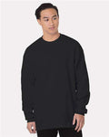Bayside Men's USA-Made Heavyweight Waffle Knit Thermal - Black Front