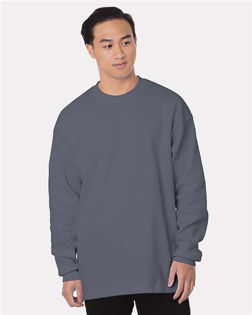 Bayside Unisex USA-Made Heavyweight Waffle Knit Thermal - Dark Grey Front