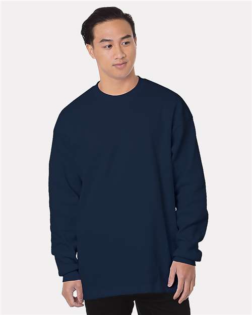 Bayside Unisex USA-Made Heavyweight Waffle Knit Thermal - Navy Front