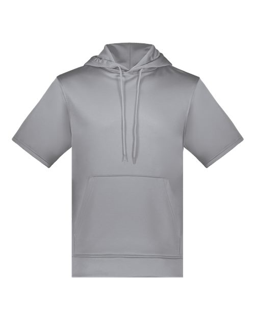 Augusta Sportswear Unisex Fleece Short Sleeve Hooded Pullover - Athletic Grey Front