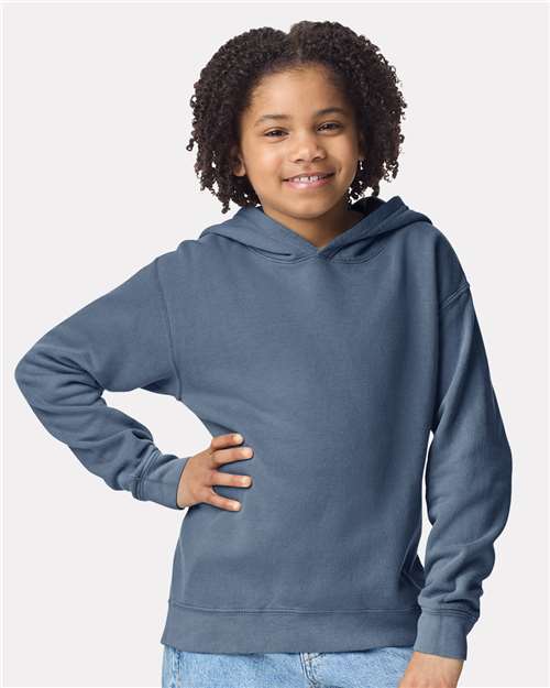 Comfort Colors Youth Garment-Dyed Lightweight Hooded Sweatshirt - Model Front