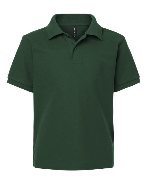 AllPro Youth Pique Polo - Forest Green Front