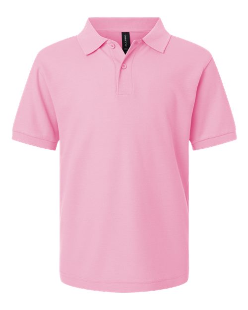AllPro Youth Pique Polo - Light Pink Front