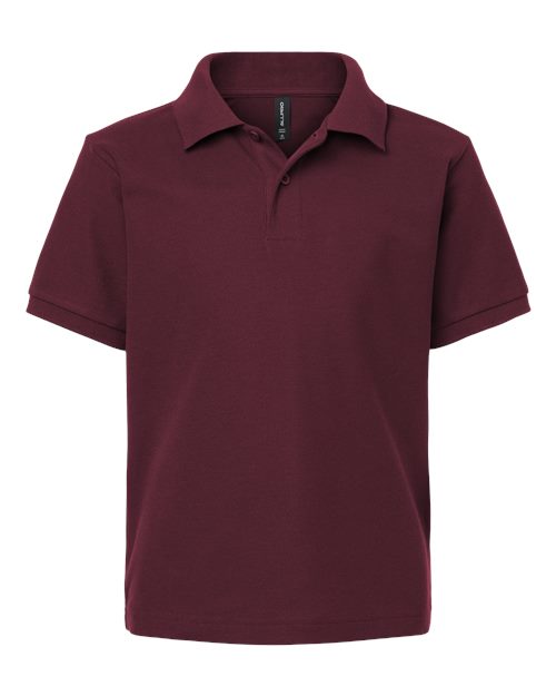 AllPro Youth Pique Polo - Maroon Front