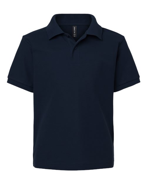Youth Pique Polo - Navy Front