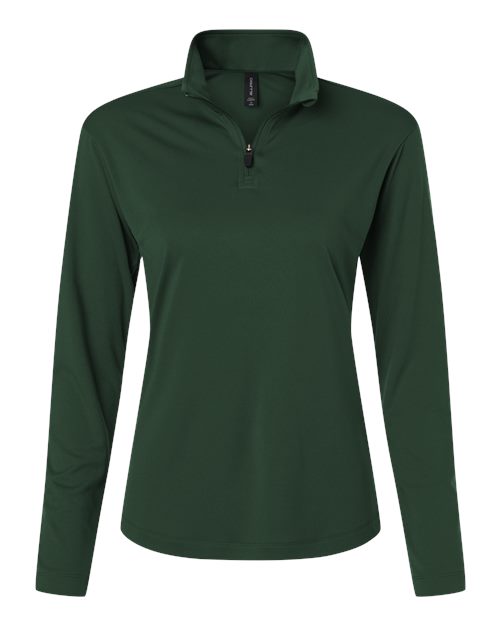 AllPro Women's Pro-Lock Performance Quarter-Zip Pullover - Forest Green Front