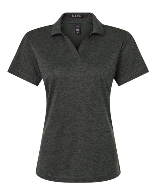 AllPro Women's Pro-Lock Performance Mélange Polo - Black Melange Front