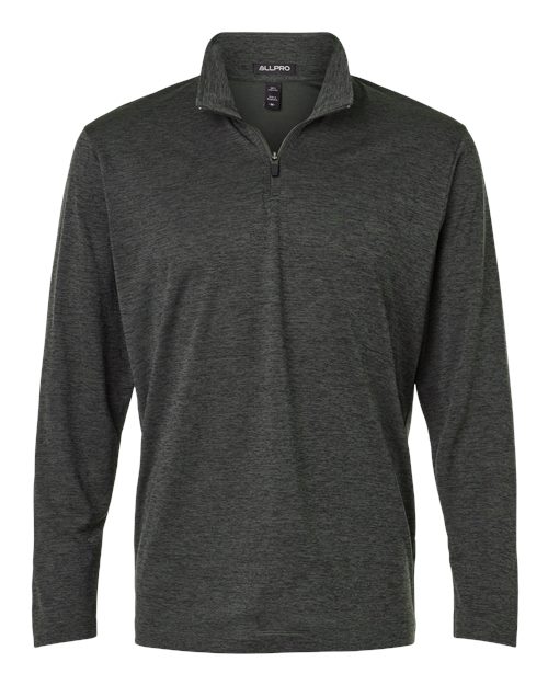 Men's Pro-Lock Performance Mélange Quarter-Zip Pullover - Black Melange Front