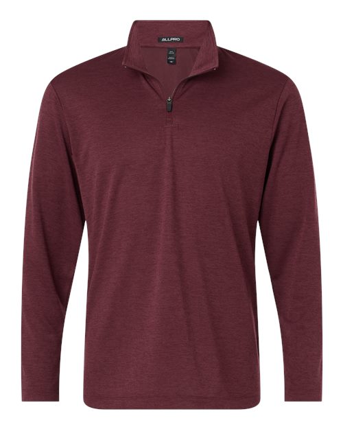 AllPro Men's Pro-Lock Performance Mélange Quarter-Zip Pullover - Maroon Melange Front