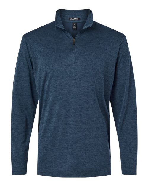 Men's Pro-Lock Performance Mélange Quarter-Zip Pullover - Navy Melange Front