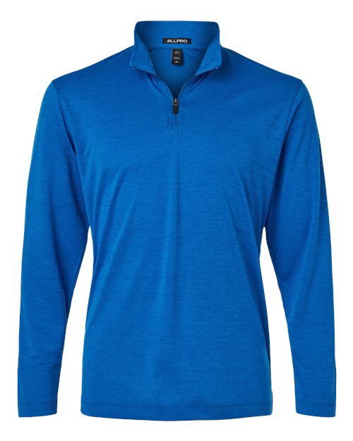 AllPro Men's Pro-Lock Performance Mélange Quarter-Zip Pullover - Royal Melange Front