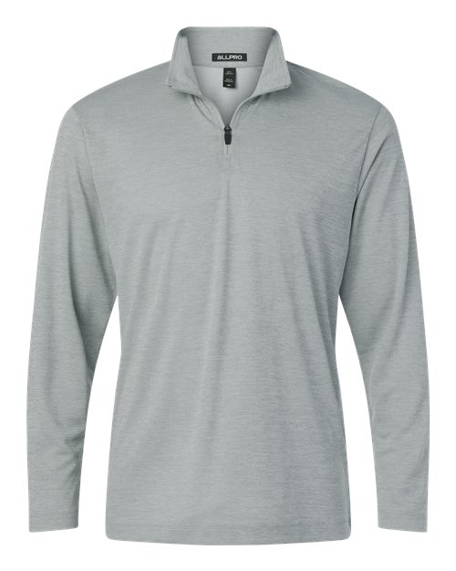 AllPro Men's Pro-Lock Performance Mélange Quarter-Zip Pullover - Silver Melange Front