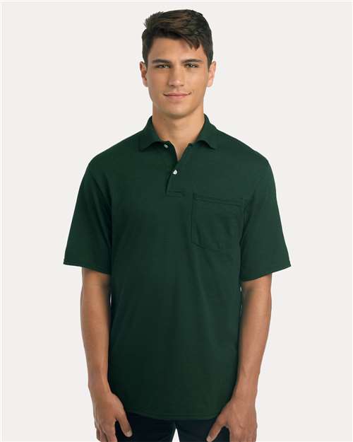 Men's Dri-Power® Polo with Pocket - Forest Green Front