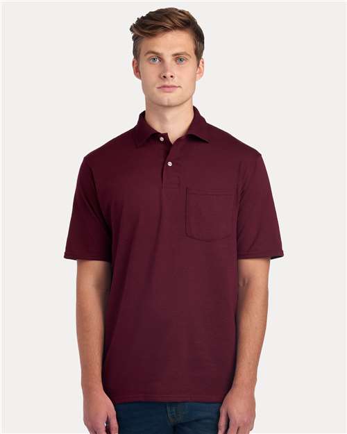 Men's Dri-Power® Polo with Pocket - Maroon Front