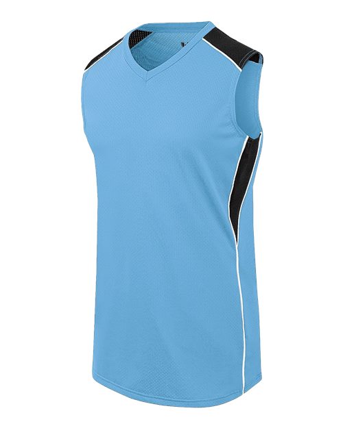 Augusta Sportswear Girls' Dynamite Jersey - Columbia Blue/ Black/ White Front