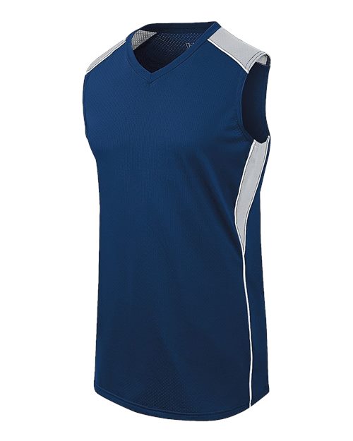 Augusta Sportswear Girls' Dynamite Jersey - Navy/ Silver Grey/ White Front
