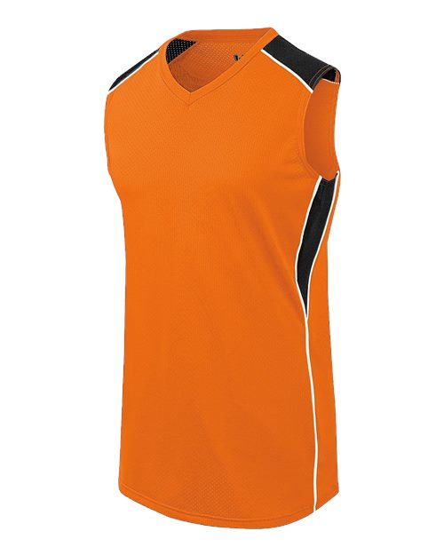 Augusta Sportswear Girls' Dynamite Jersey - Orange/ Black/ White Front