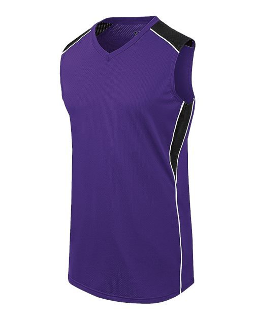 Augusta Sportswear Girls' Dynamite Jersey - Purple/ Black/ White Front