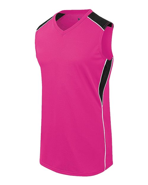 Augusta Sportswear Girls' Dynamite Jersey - Raspberry/ Black/ White Front