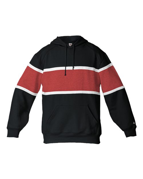 Badger Unisex United Athletic Fleece Hooded Sweatshirt - Black/ Red/ White Front