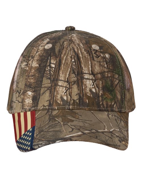 Kati Camo Woven USA Flag Mesh Cap - Xtra/ Xtra/ USA Flag Mesh Front