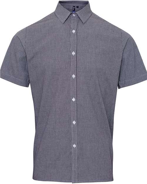 Artisan Collection by Reprime Men's Microcheck Gingham Cotton Shirt - Black/ White Front