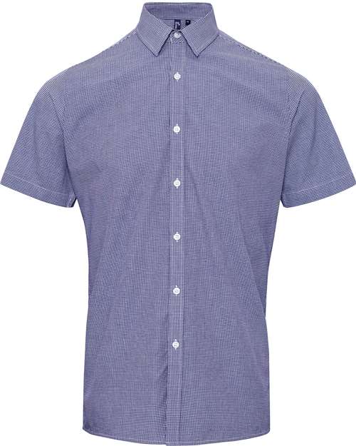 Artisan Collection by Reprime Men's Microcheck Gingham Cotton Shirt - Navy/ White Front