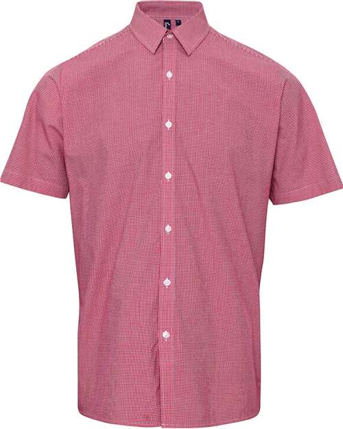 Artisan Collection by Reprime Men's Microcheck Gingham Cotton Shirt - Red/ White Front