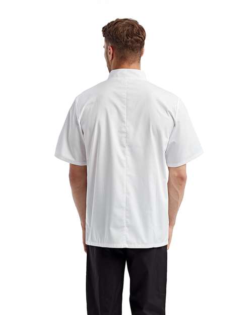 Unisex Short Sleeve Recycled Chef Coat - White Back