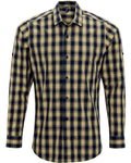 Artisan Collection by Reprime Men's Mulligan Check Cotton Shirt - Camel/ Navy Front