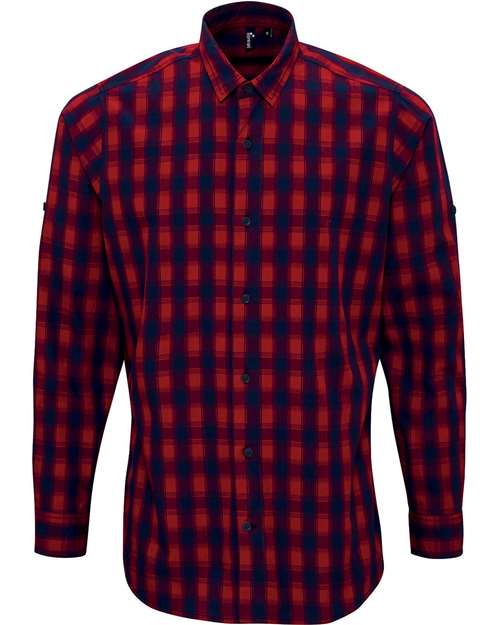 Artisan Collection by Reprime Men's Mulligan Check Cotton Shirt - Red/ Navy Front