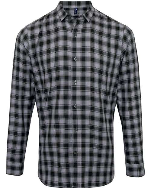 Artisan Collection by Reprime Men's Mulligan Check Cotton Shirt - Steel/ Black Front