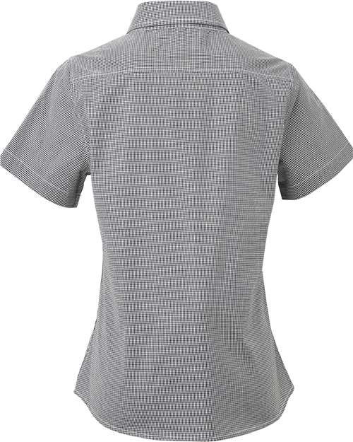 Artisan Collection by Reprime Women's Microcheck Gingham Short Sleeve Cotton Dress Shirt - Back