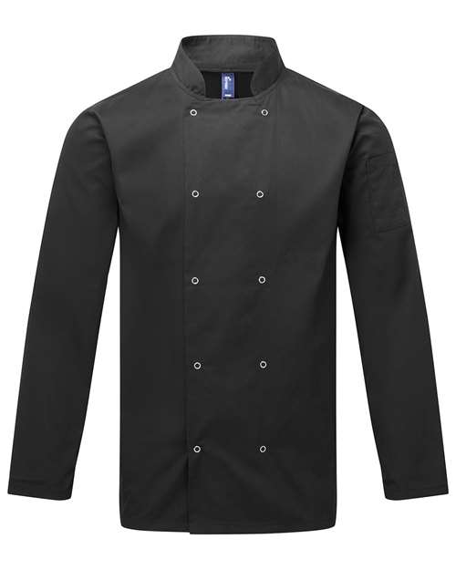 Artisan Collection by Reprime Unisex Ten Studded Front Chef Coat - Black Front