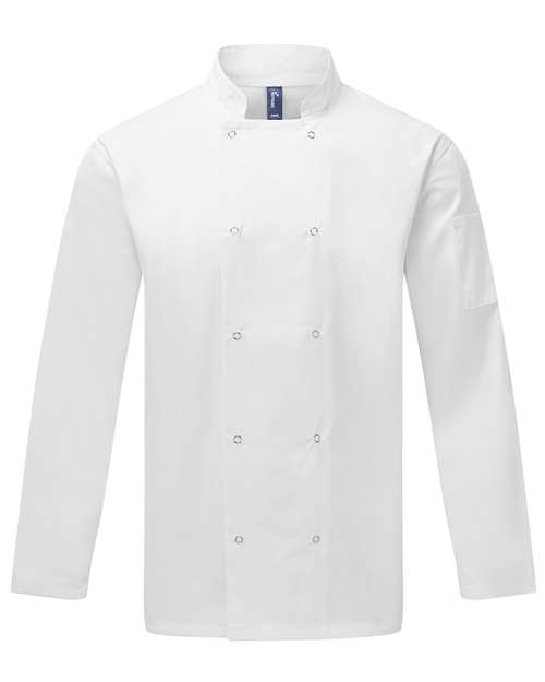 Artisan Collection by Reprime Unisex Ten Studded Front Chef Coat - White Front