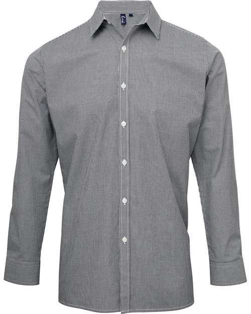 Artisan Collection by Reprime Men's Microcheck Gingham Cotton Shirt - Black/ White Front
